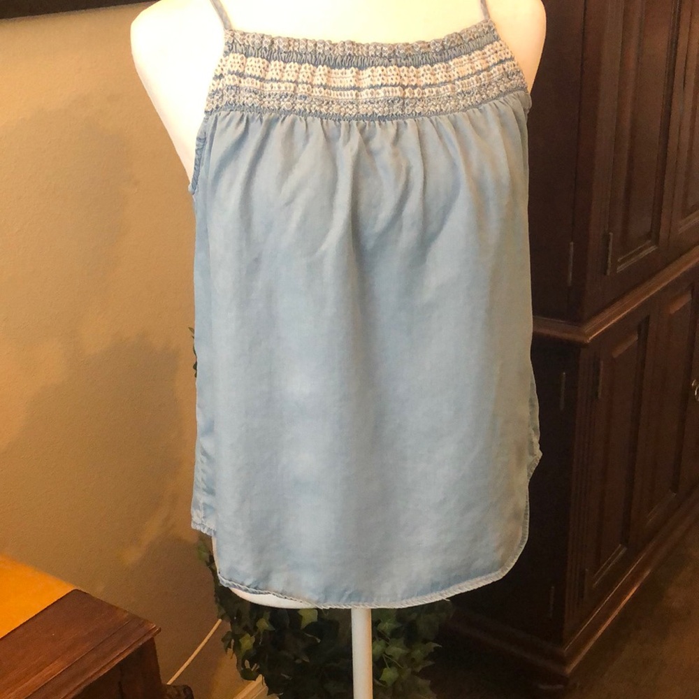 Mine Blue Smocked Sleeveless Camisole